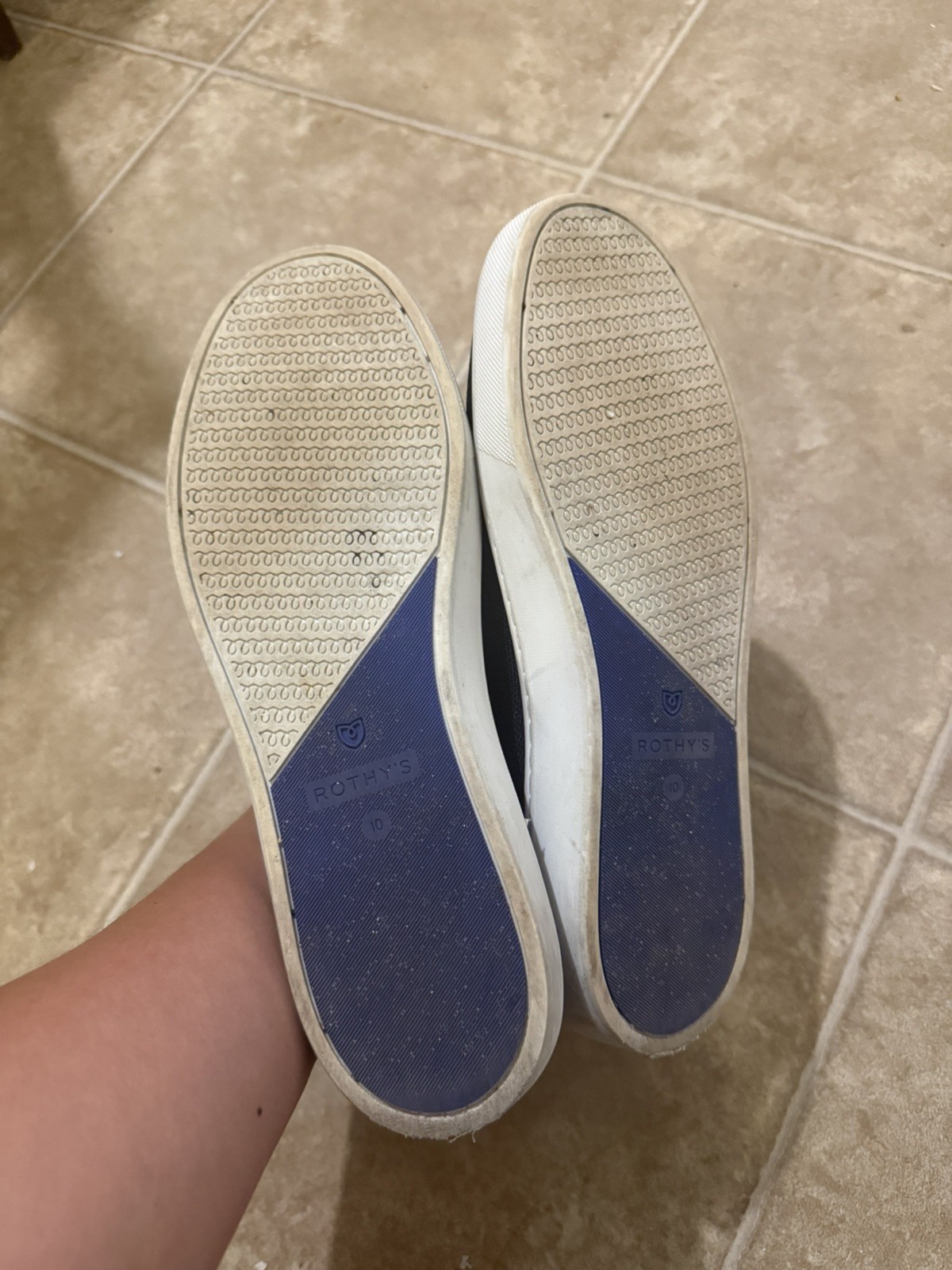 ROTHY’S Women’s Black /Blue Original Slip On Sneaker Recycled Size 10