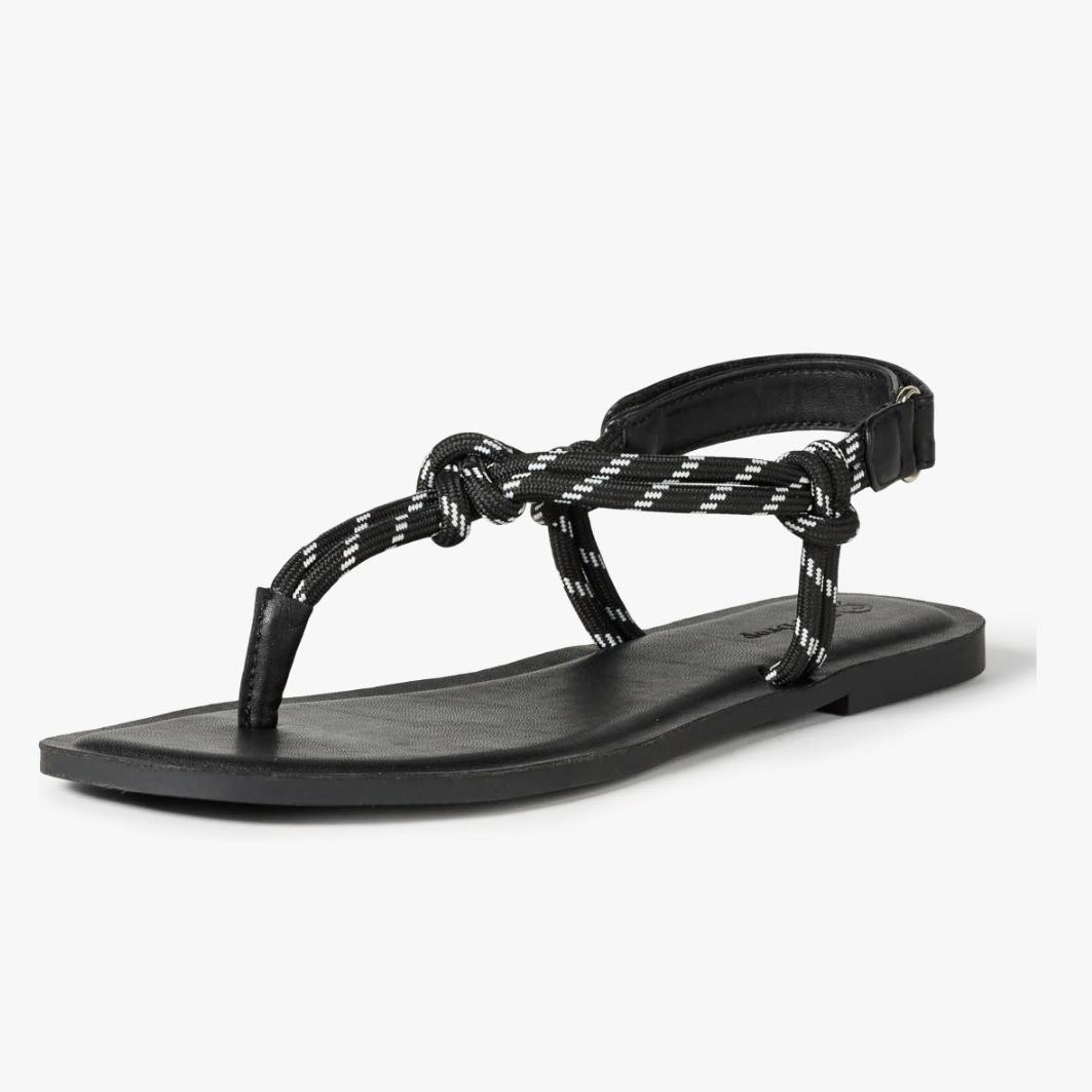 The Drop Charea Black Rope Thong Sandals Womens Size 8 Strappy Flats