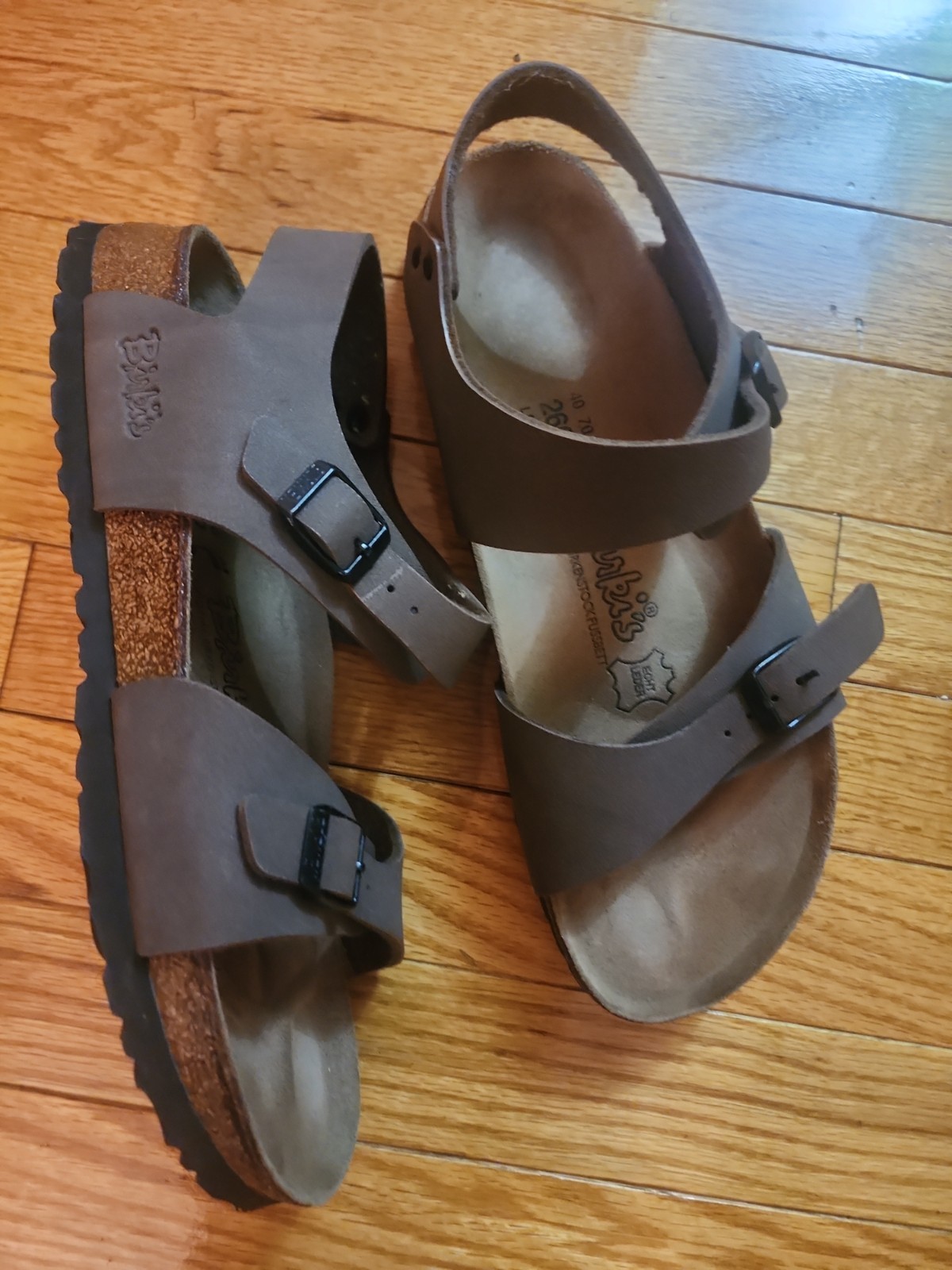 Birkenstock BIRKI’S Birkibuck Double Strap Slingback Brown Sandals Sz 9 EUC