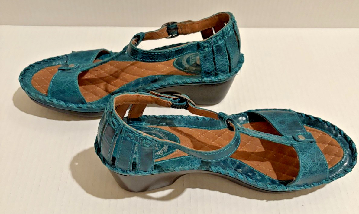 Ariat Shalimar Leather Teal Green Heel Ankle Strap Comfort Sole Buckle Casual