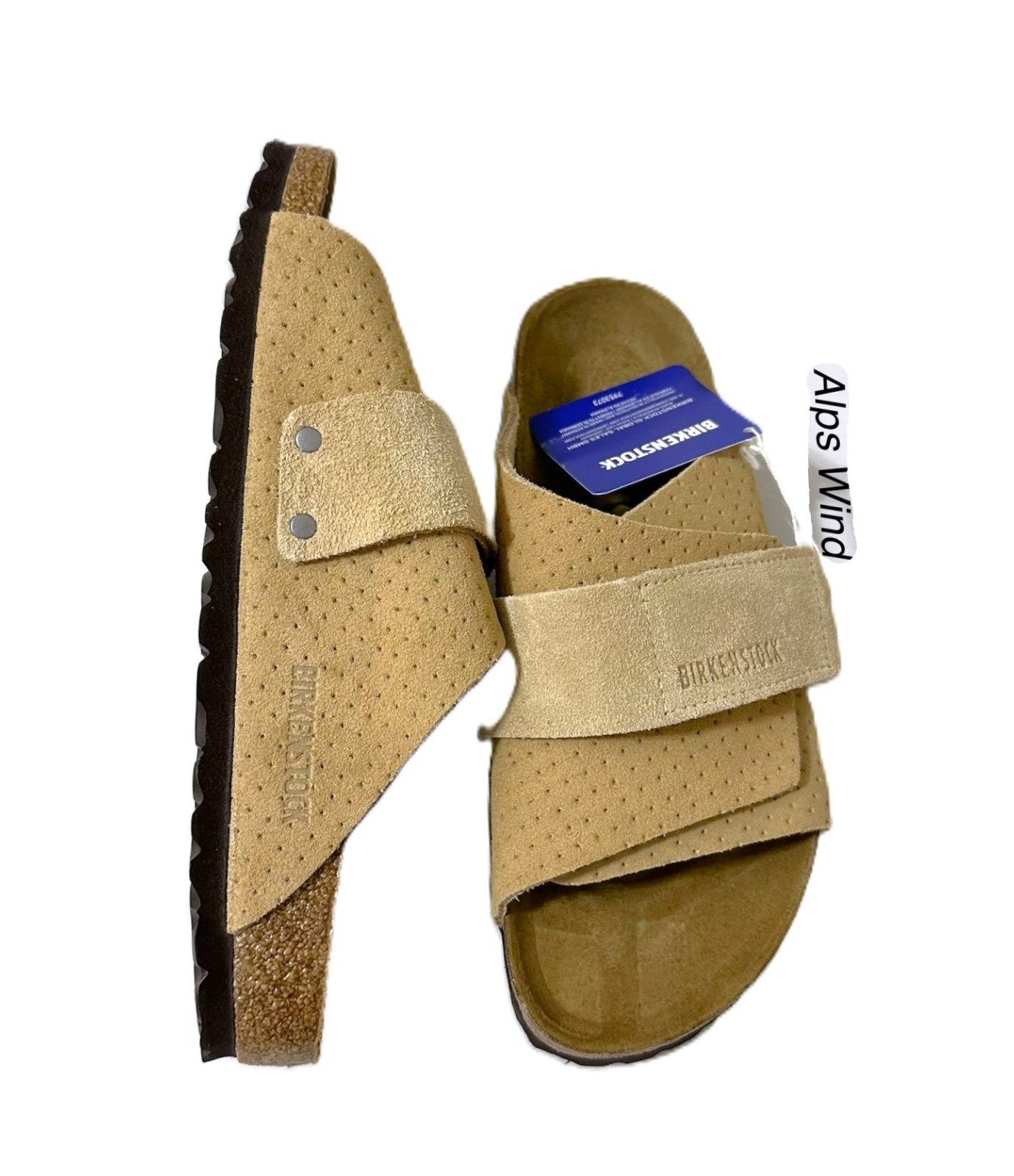 Birkenstock Kyoto Suede Embossed Sandal Beige Mens SZ.EU-39 US-6 Women US-8 NWOB