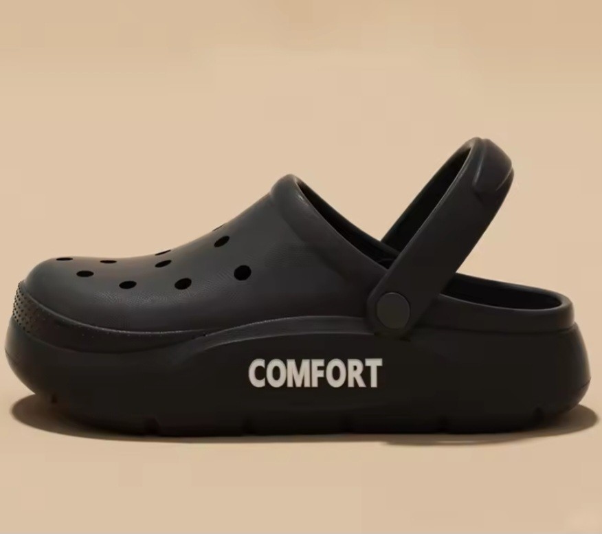 Unisex Outdoor Clogs Black/White Lightweight Breathable Slip On Slippers