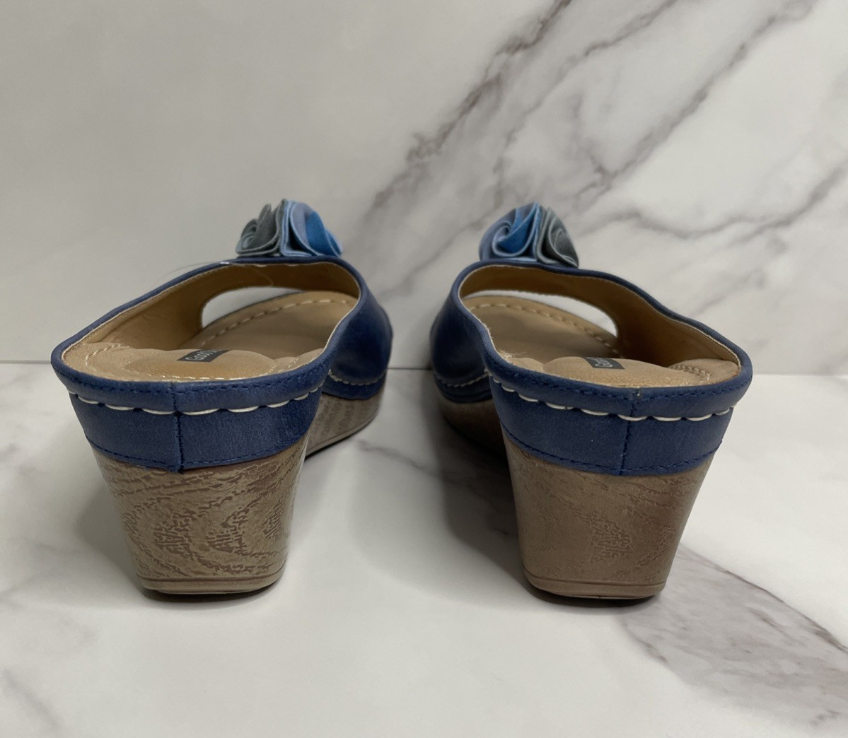 GOOD CHOICE SYDNEY Navy Wedge Sandal Women’s Shoes 7 New