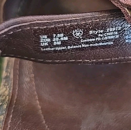 Ariat Leather Sandals Womens Size 7.5 B Slides Brown 3″ Heel Slip On Cork Insole