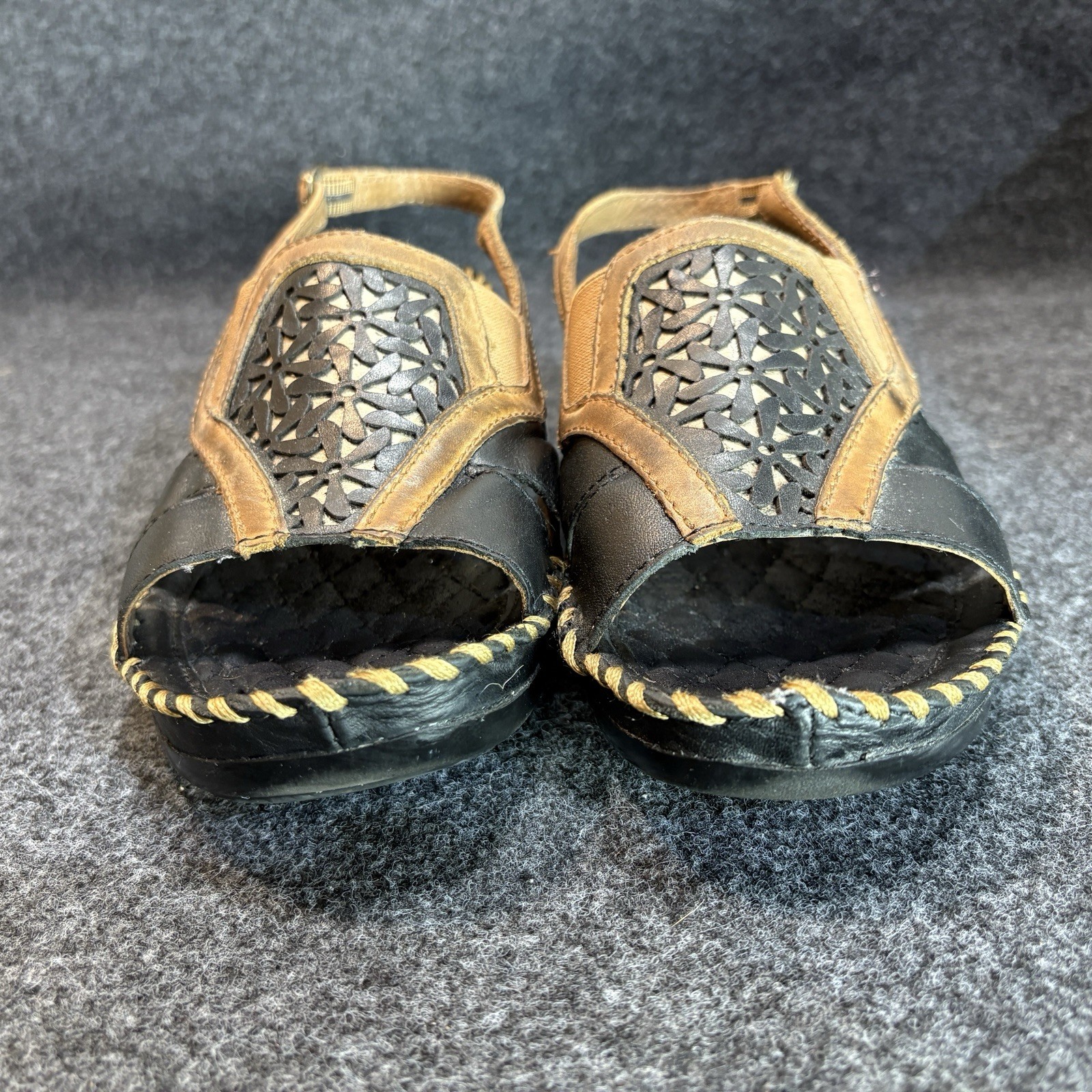 Ariat Del Ray Leather Sandals Black Brown Adjustable Comfort Size 10B 10M