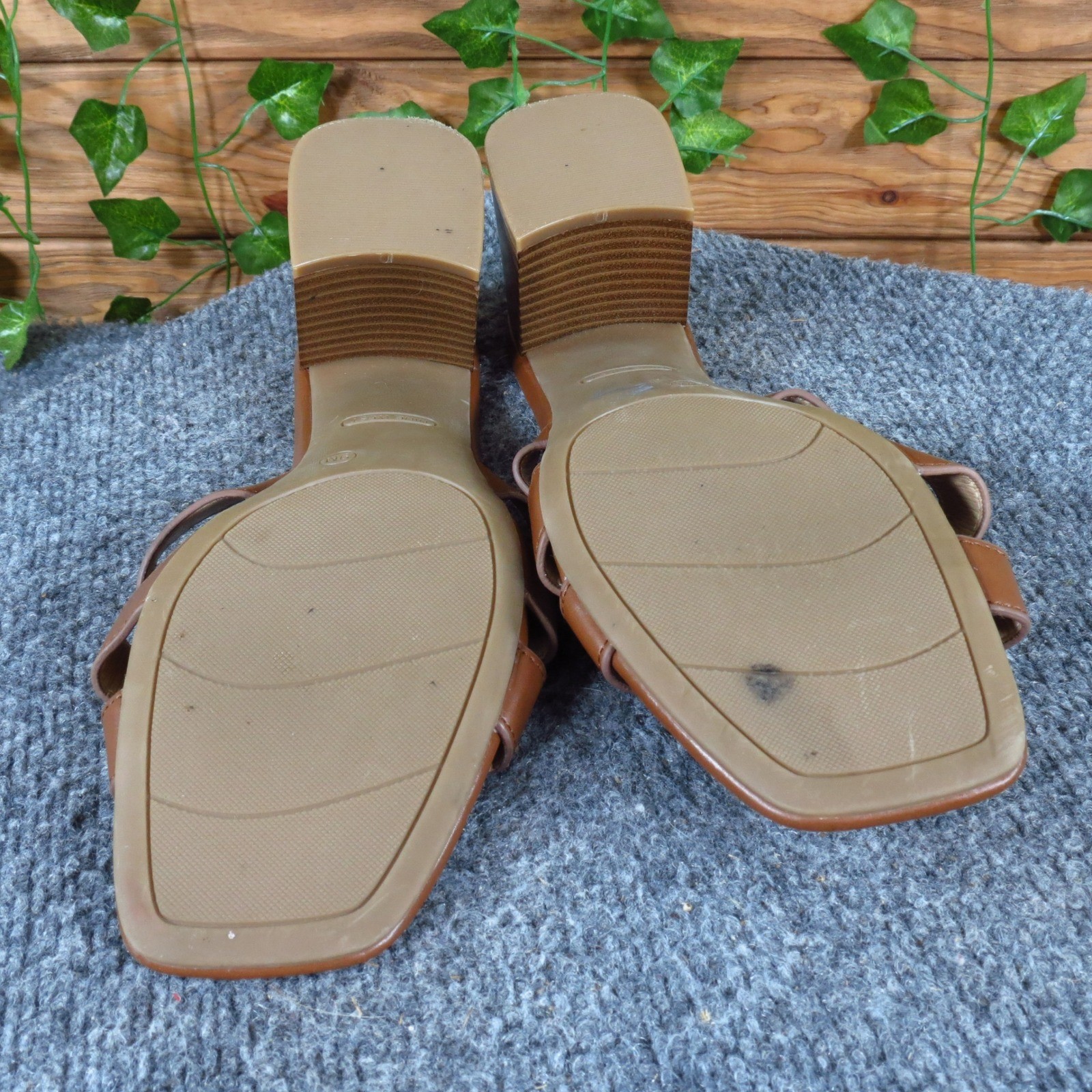 Nine West Gean3 Women Sandal Sz 9 Medium Casual Dress Brown Synthetic Block Heel