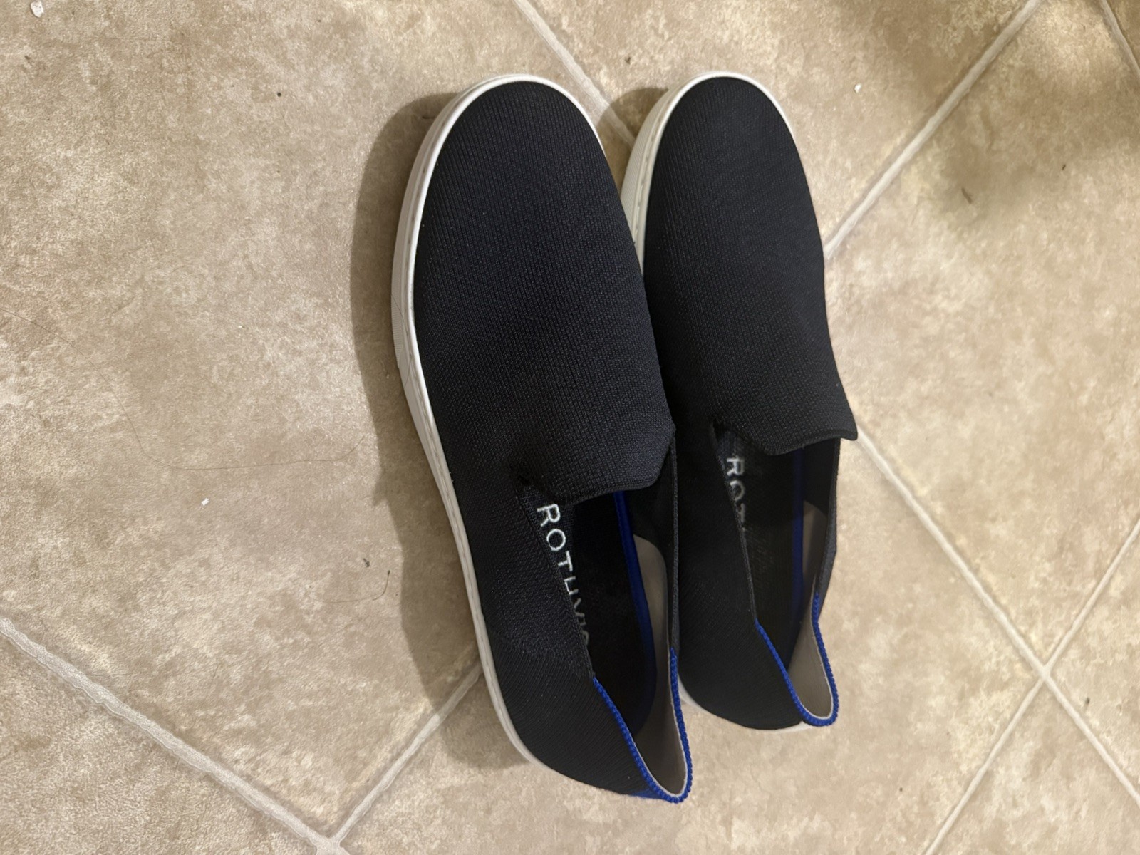 ROTHY’S Women’s Black /Blue Original Slip On Sneaker Recycled Size 10