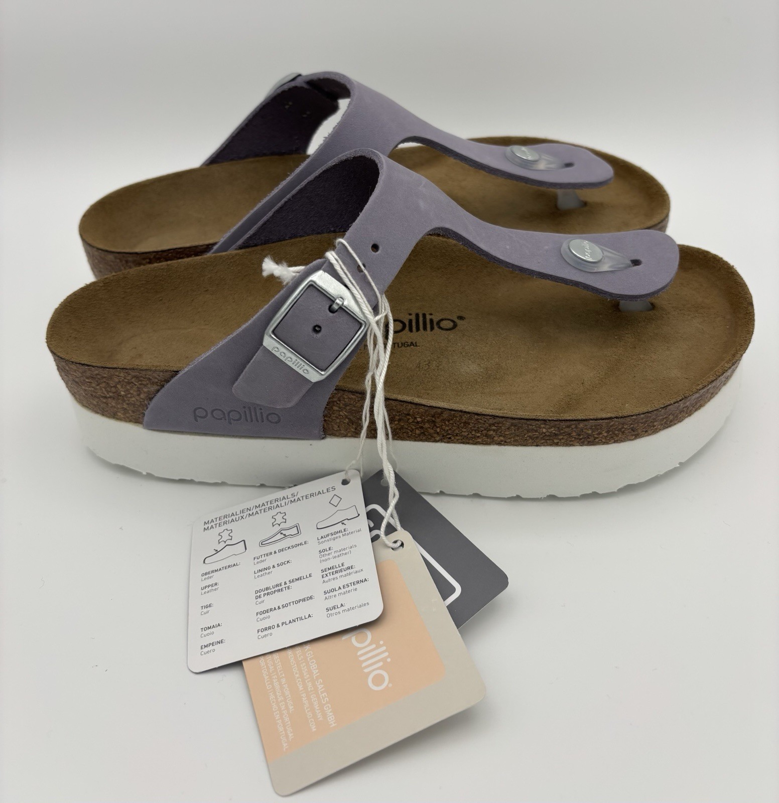 Birkenstock Gizeh Flex Platform Nubuck Leather Purple Fog Womans 37 6 Regular