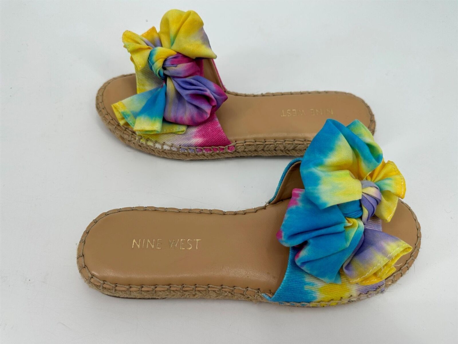 Nine West Sandals Tie Dye Satin Bow Espadrille Sz 5 NEW NWOB N22