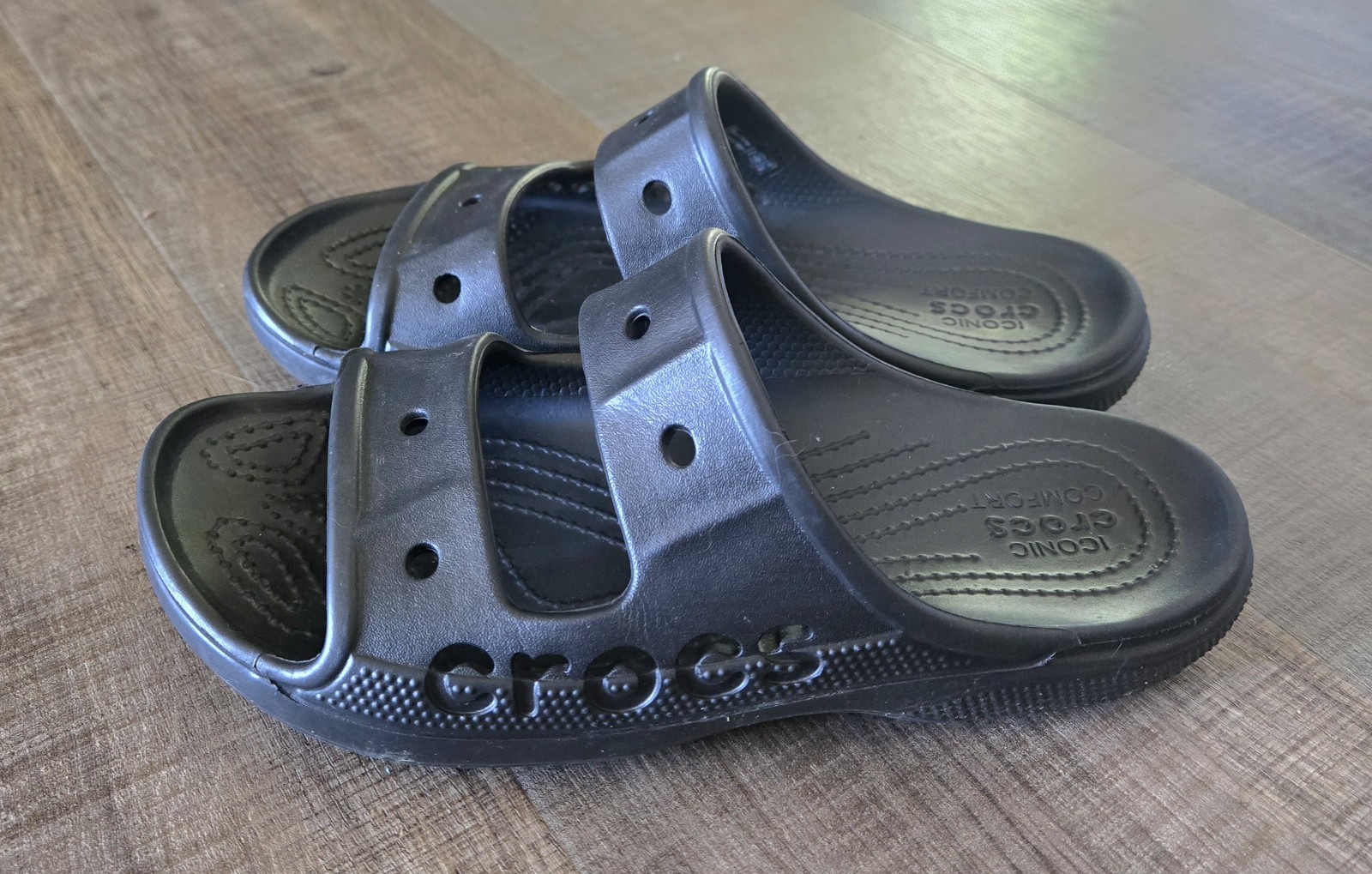 Crocs Baya Unisex Slip On Slides Sandals Black Size Men 6 Women 8