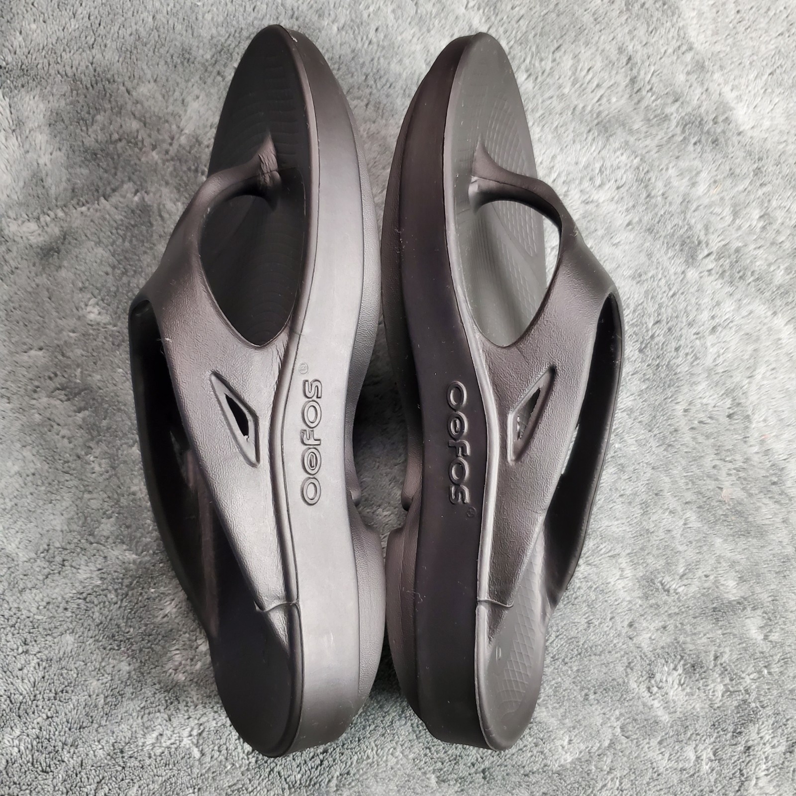 Oofos Original Sandal Recovery Flip Flops Womens 6 Black Thong Sandals Slip On