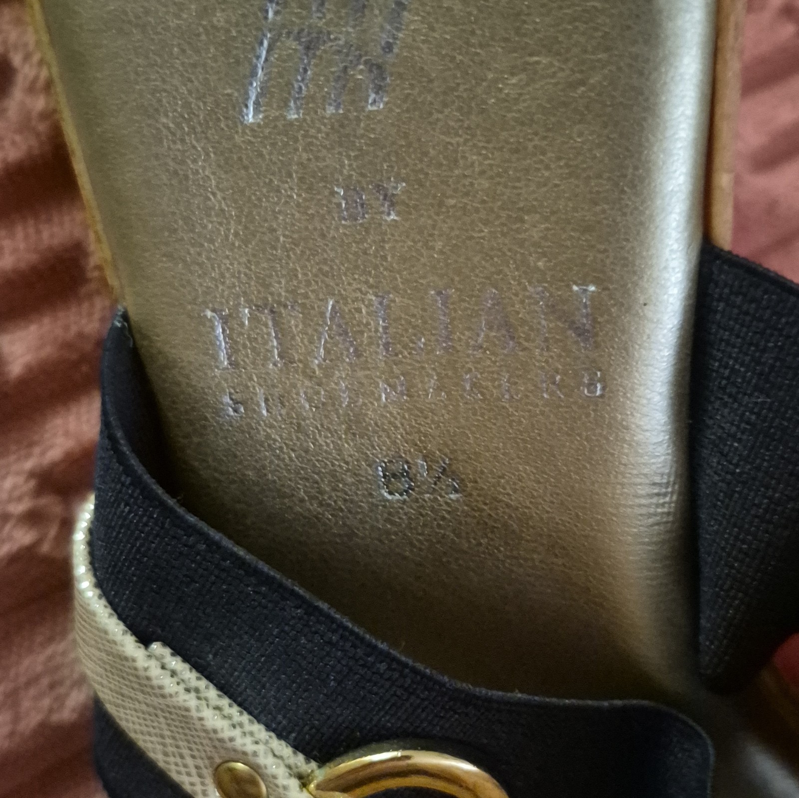 Italian Shoemakers Women’s Wedge Slide Sandals Slip-On Buckle Metallic 8.5