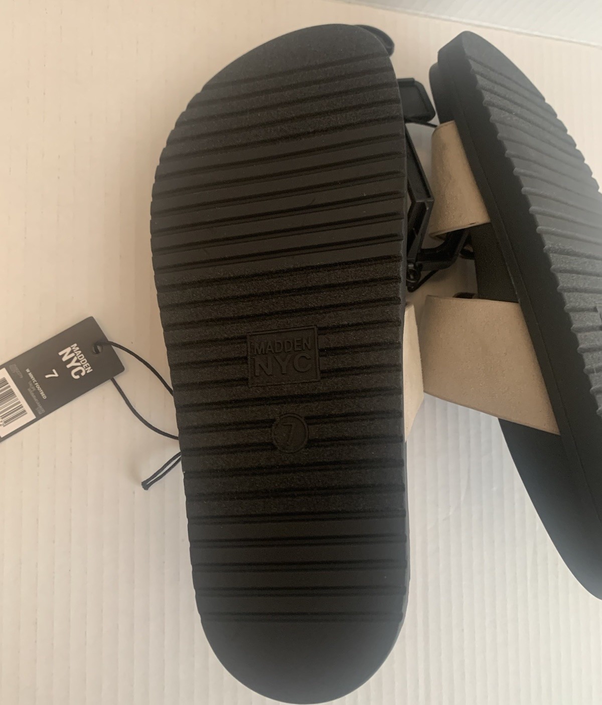 Women’s Madden NYC Sandals Size 7 Taupe New No Box Spring Summer Two-Strap