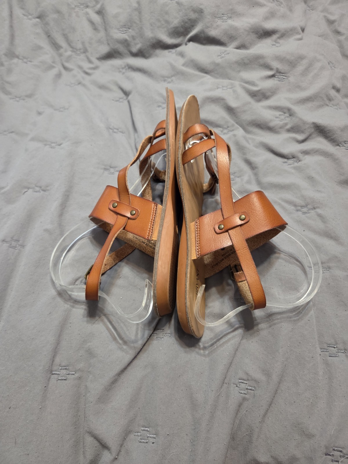 Lane Bryant Women’s Brown Leather Strappy Ankle Sandals Buckle Adjustable US 11
