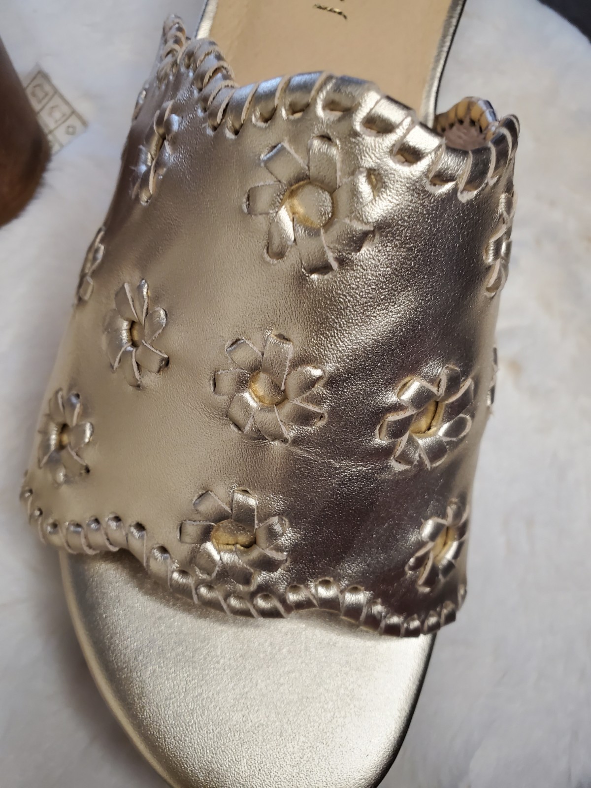 Jack Rogers Wells Wedge Slide Platinum Gold