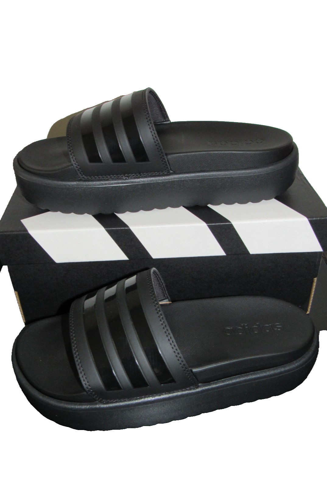 adidas Adilette Platform Slides Women’s size 39 / 9US Black 3-Stripes HQ6179