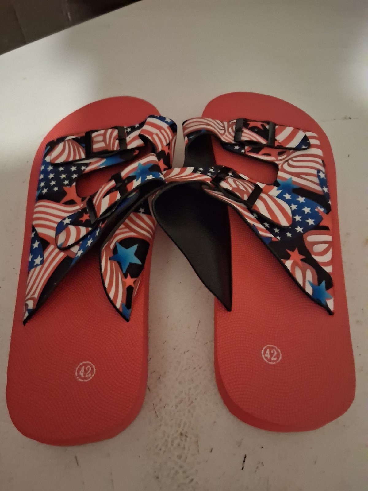Women’s Flip Flop – Red, White And Blue. Size 10. New Without Tags.
