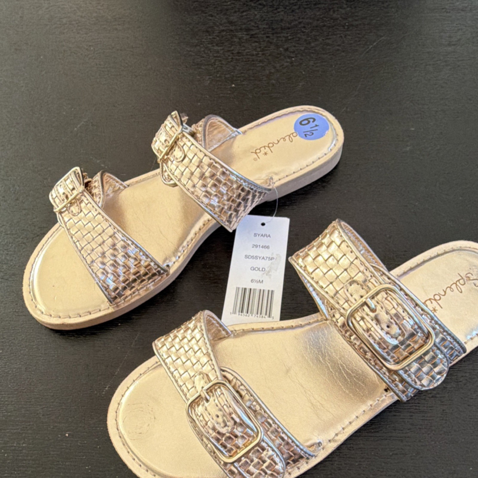 Splendid Gold Woven Buckle Slide Sandals Women’s US 6.5 M Casual Travel