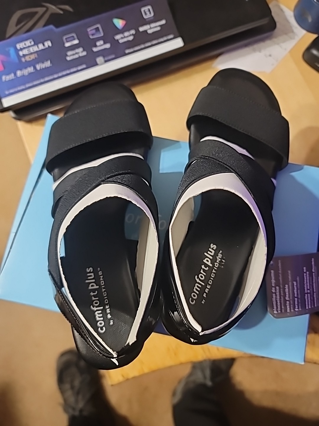 Comfort Plus by Predictions Margo Black Elastic Strap Sandals Women’s Size 6.5
