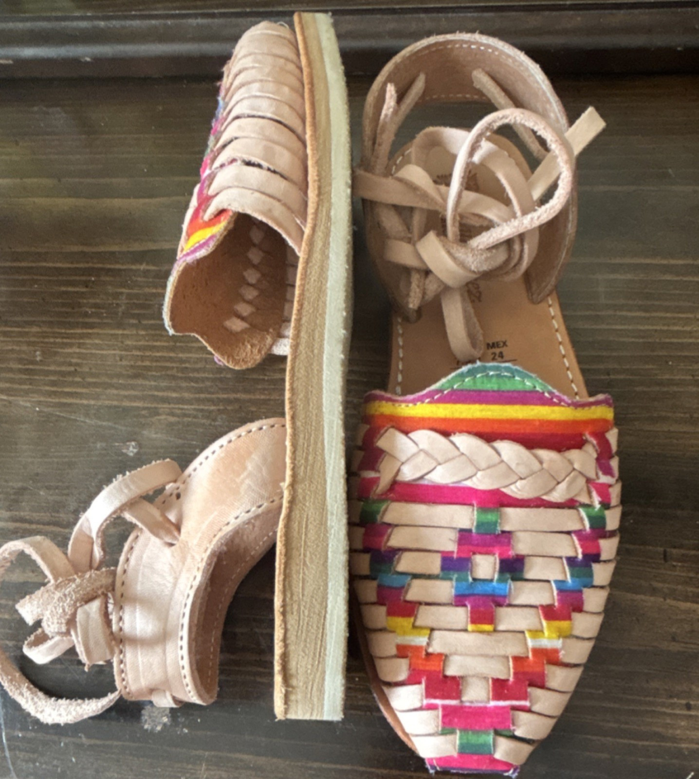 Guaraches Multicolor Braided Leather Strappy Sandals Women’s US 7