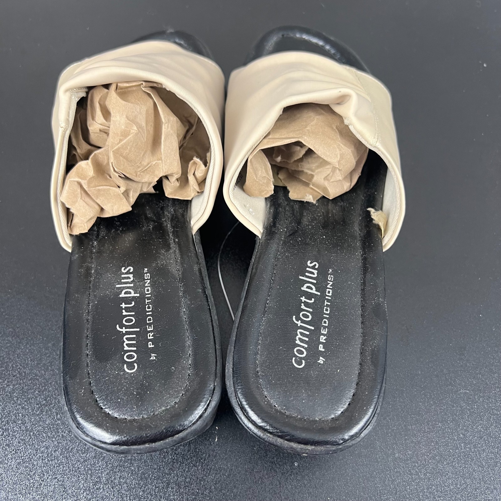 Comfort Plus By Predictions Wedge Sandals Womens Size 10W Cream Open Toe Slip On