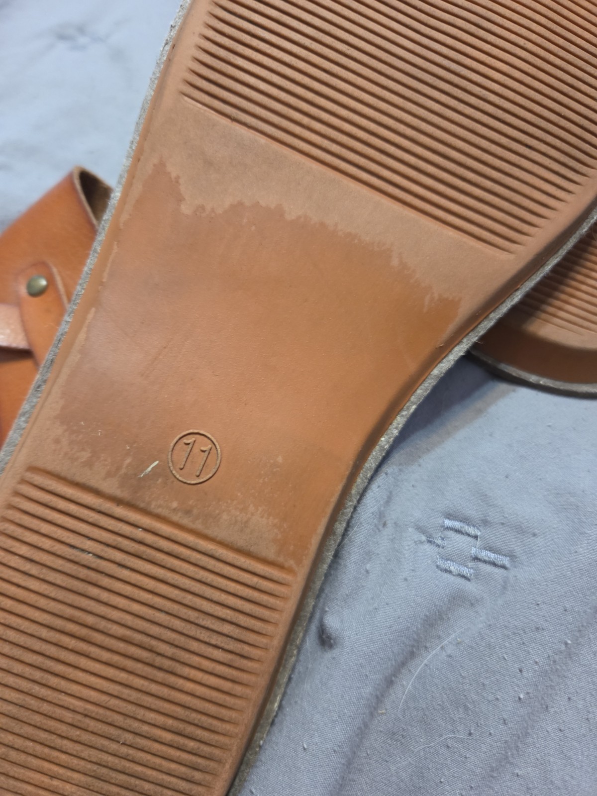 Lane Bryant Women’s Brown Leather Strappy Ankle Sandals Buckle Adjustable US 11