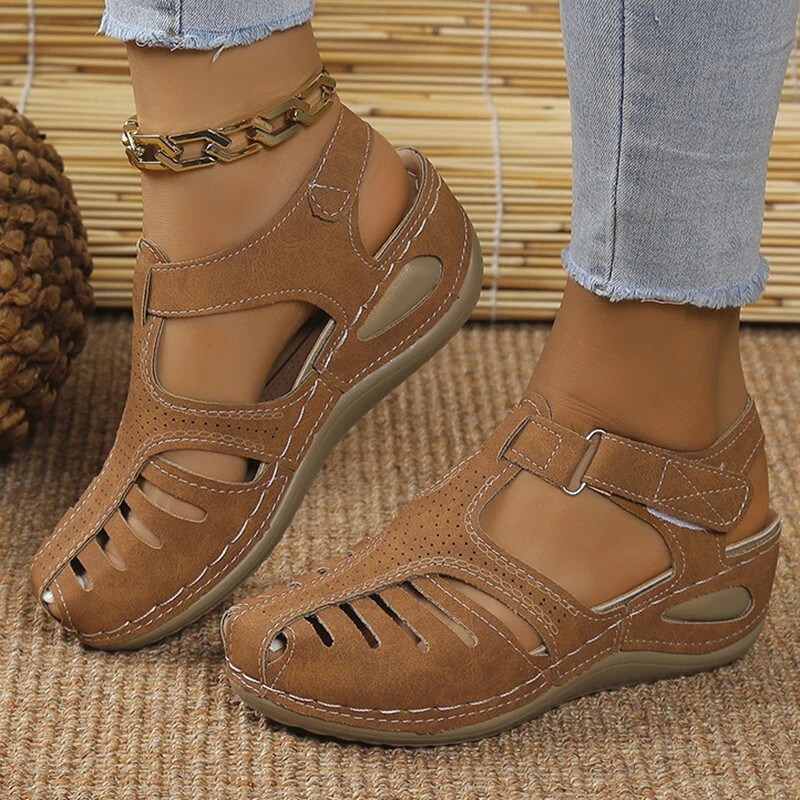 Womens Summer Orthopedic Wedge Sandals Walking Slingback Flat Casual Shoes Size