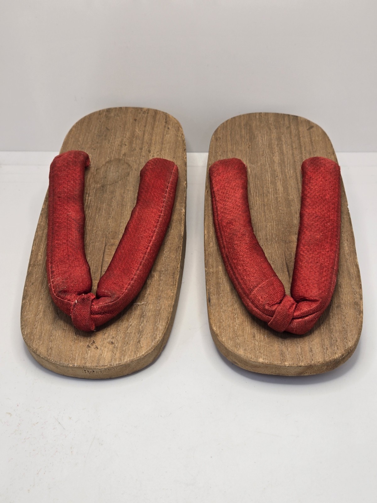 Traditional Japanese Geta Sandals Wooden Platform Flip Flops Red Straps
