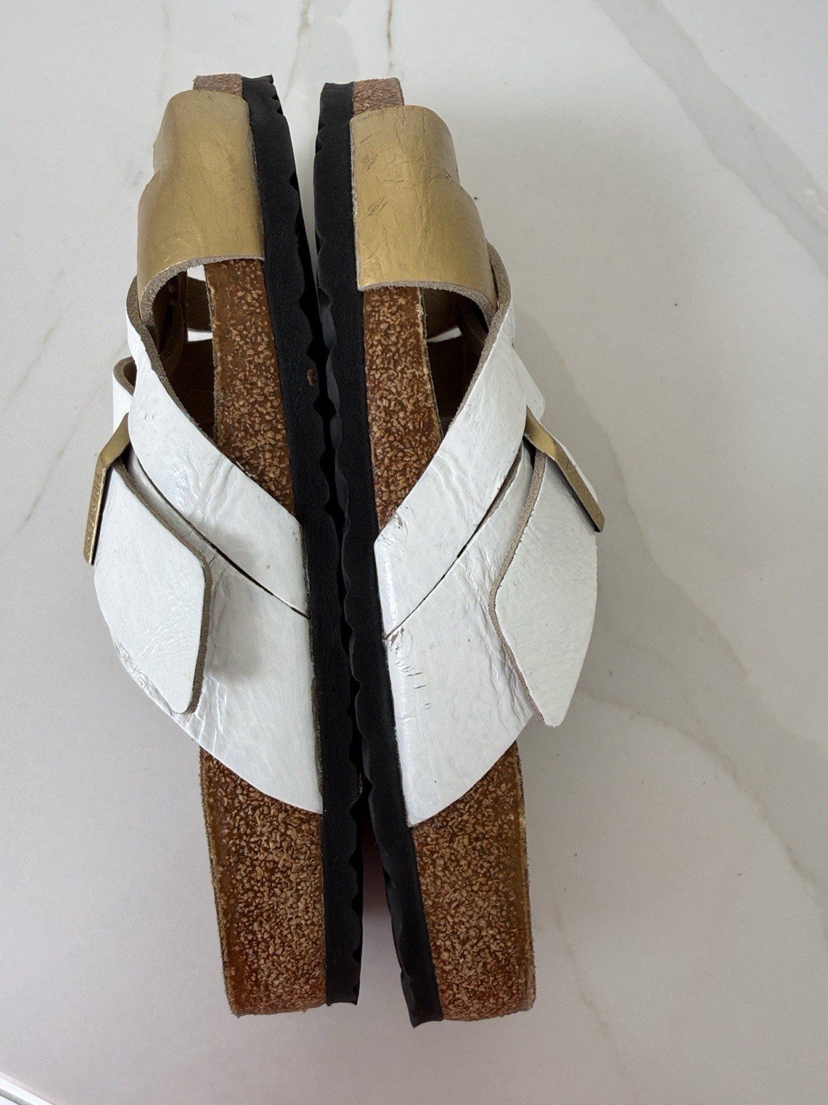 Birkenstock Custom Gold And White Lugano Sandals Leather 42 11 R