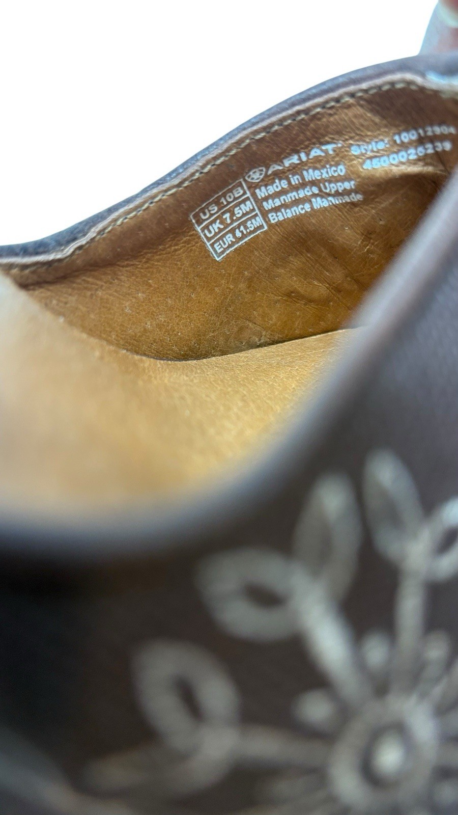 Ariat Vista Leather Canvas Floral Embroidered Wedge Sandals Brown Womens 10