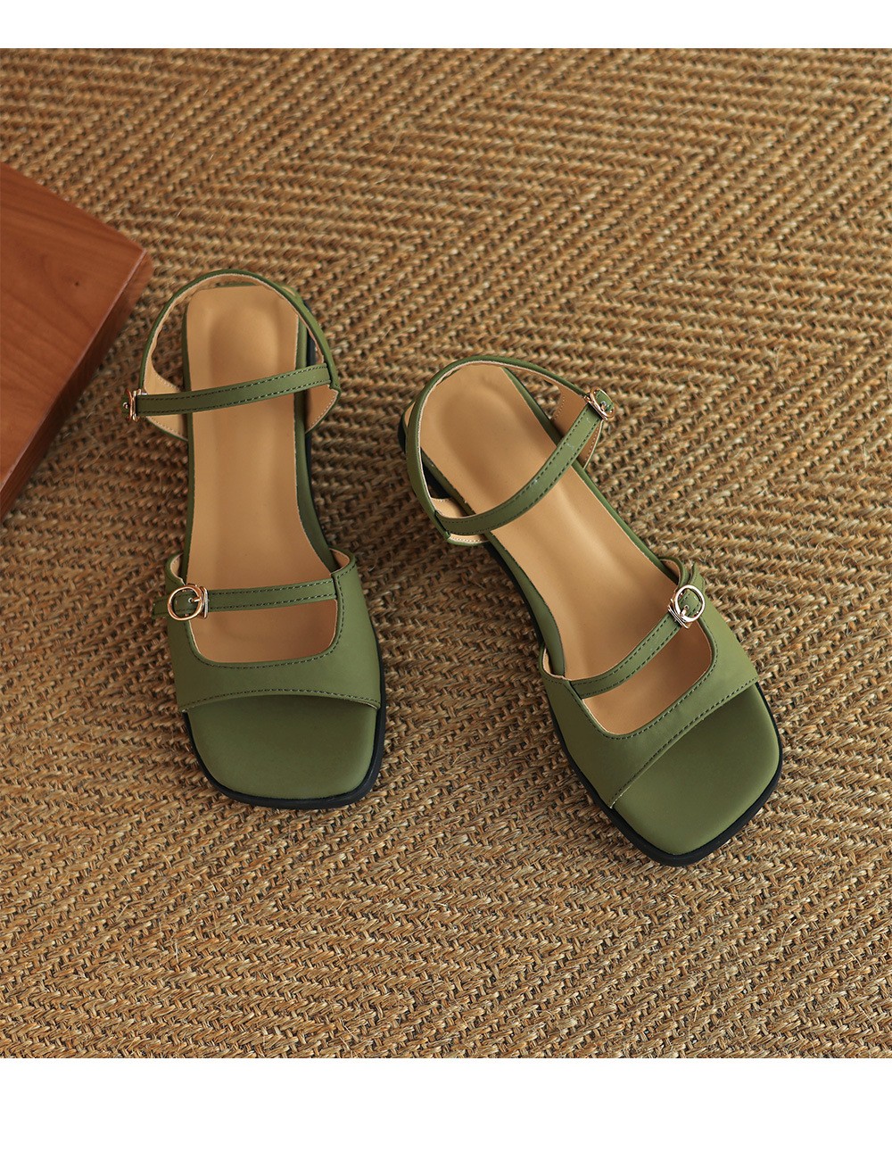 Women’s Open Toe low heel Sandals Ankle Strap Buckle Casual Dress Shoes