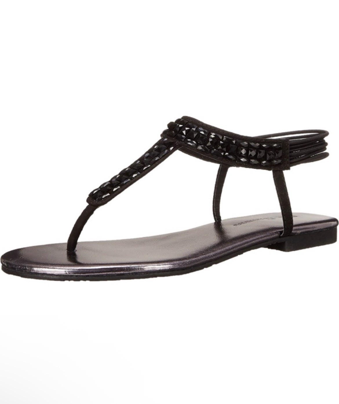 CL by Laundry Black Studded Ankle Strap Thong Sandals Synthetic Women’s 8.5