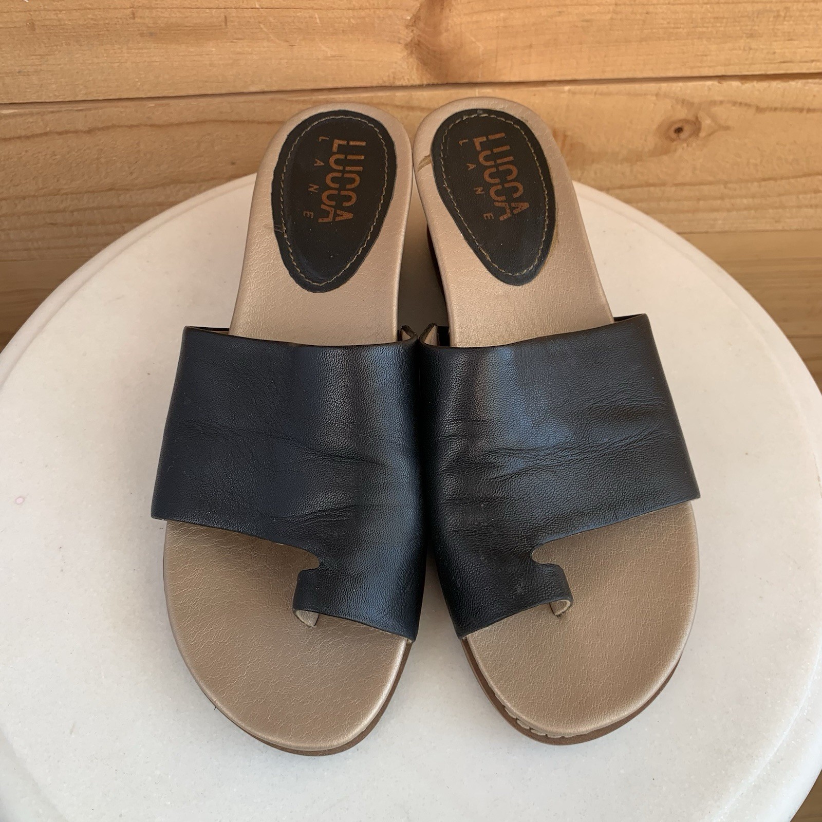 Lucca Lane Leather Wrap Sandals 8m Wynona Toe Loop Boho Hippie Grunge Slides