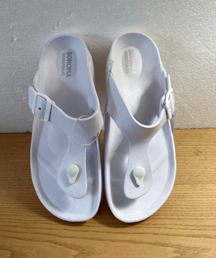 Sonoma Goods For Life Sandal Braylee Womens Sz Med 7/8 White Thong Slip On NWT