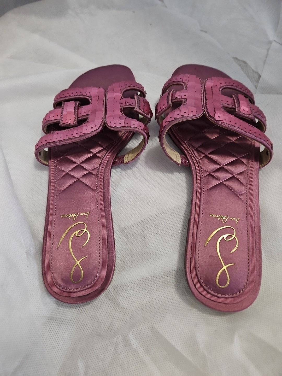 SAM EDELMAN Bay Glamour Sequined Slide Sandal in Elderberry 7.5m US