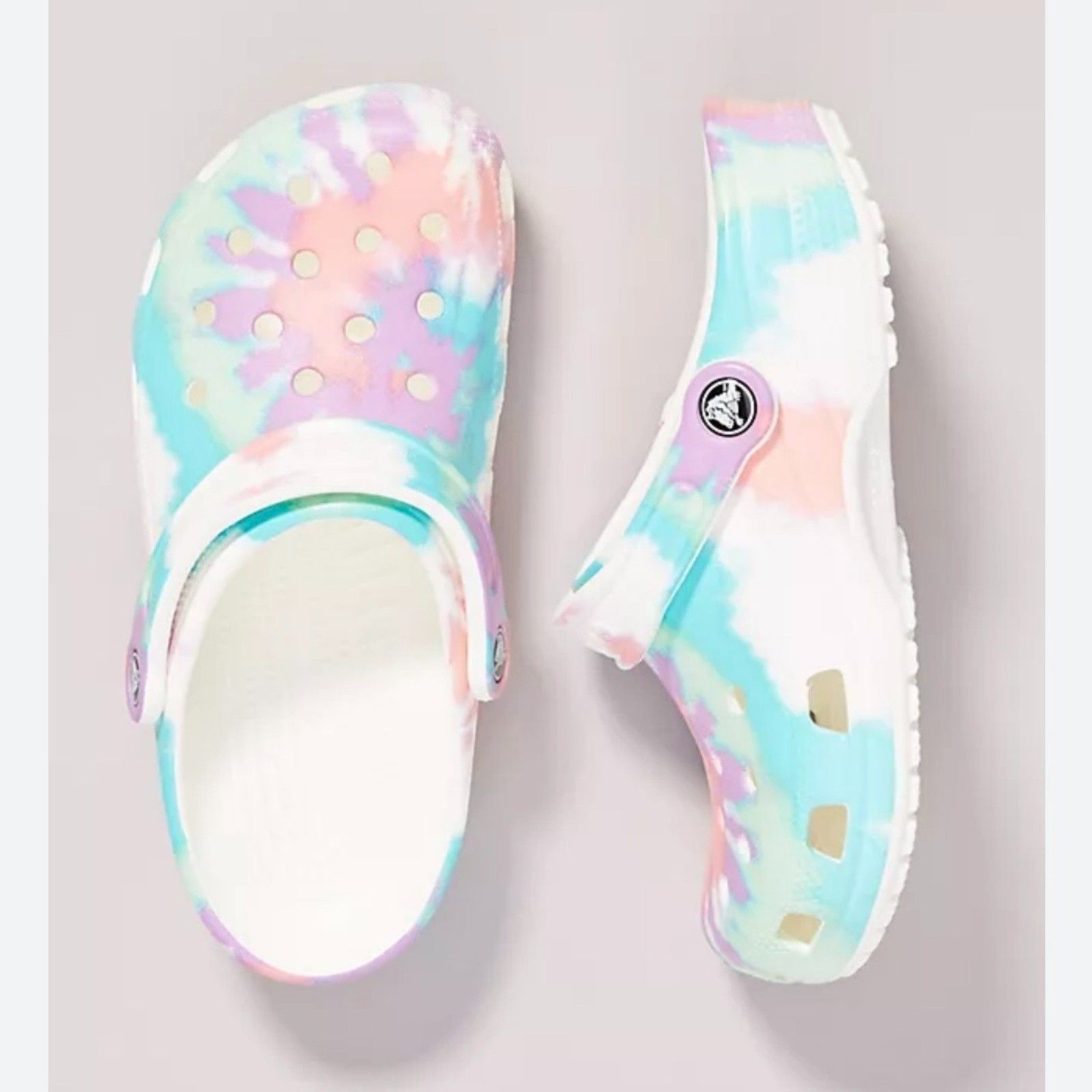 Crocs Tie Dye Pastel Sandals Clogs Summer Casual Workwear Womens 9 Mens 7