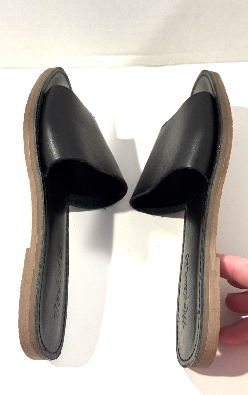 Madewell Black Sandals BOARDWALK Post Slide Leather Women’s Shoes Size 6 US NEW!