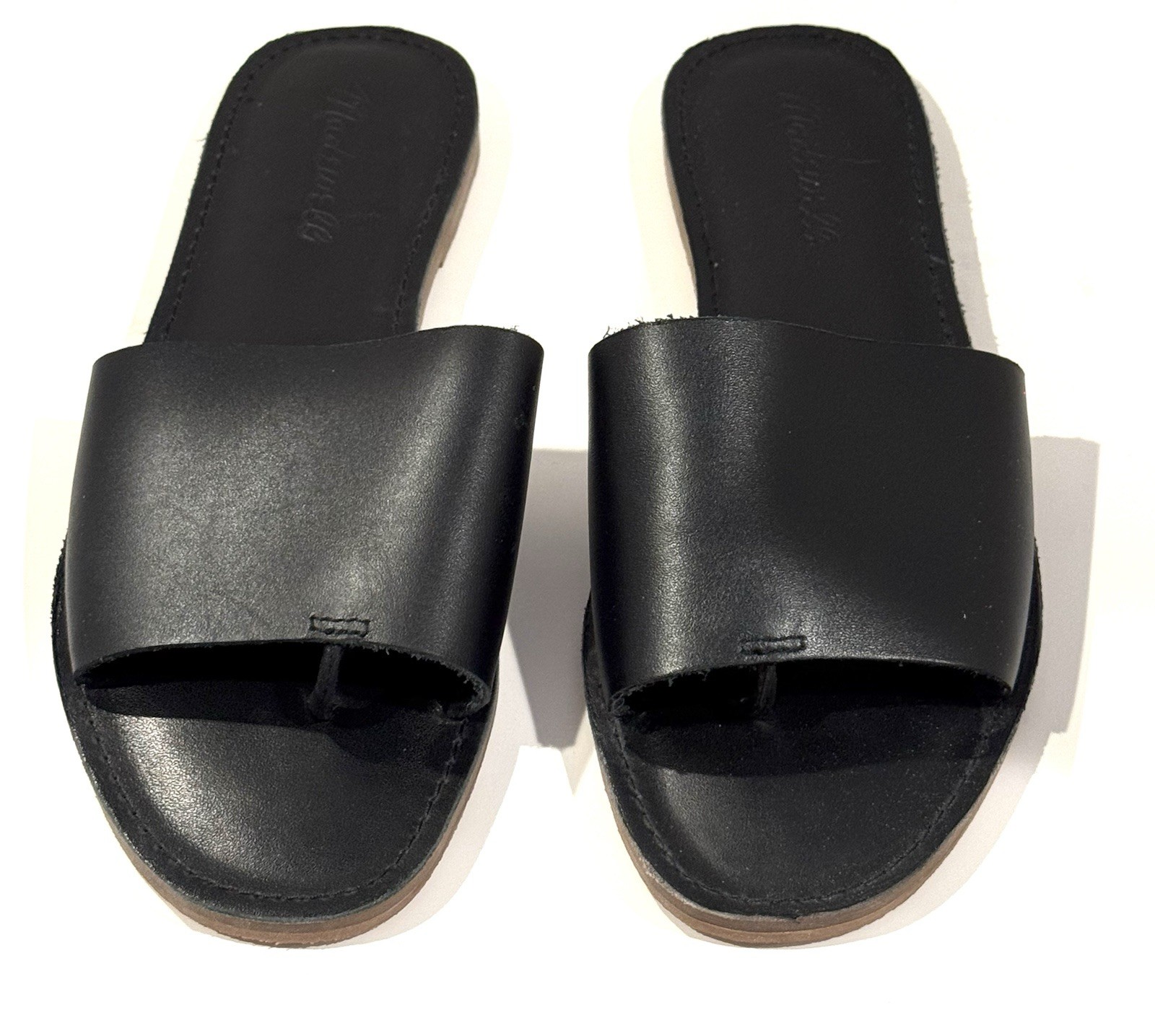 Madewell Black Sandals BOARDWALK Post Slide Leather Women’s Shoes Size 6 US NEW!