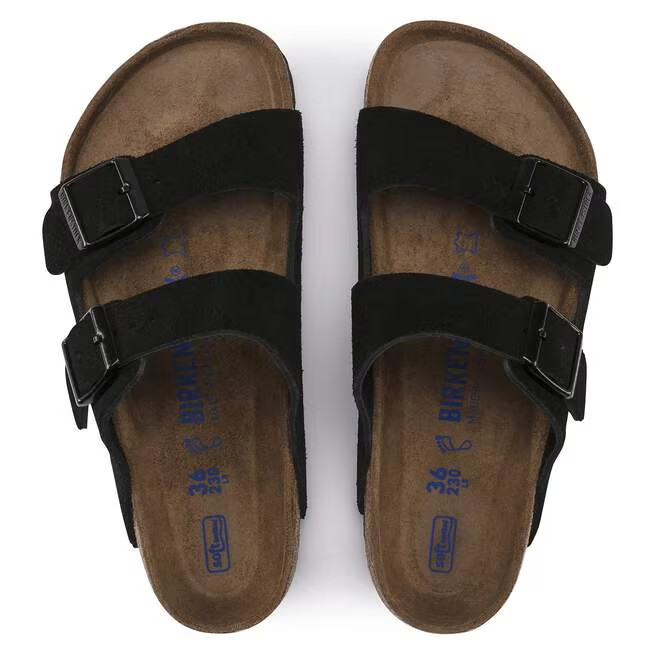 Birkenstock Arizona Soft Footbed Suede Leather Unisex Taupe/Black Sandals 37-45