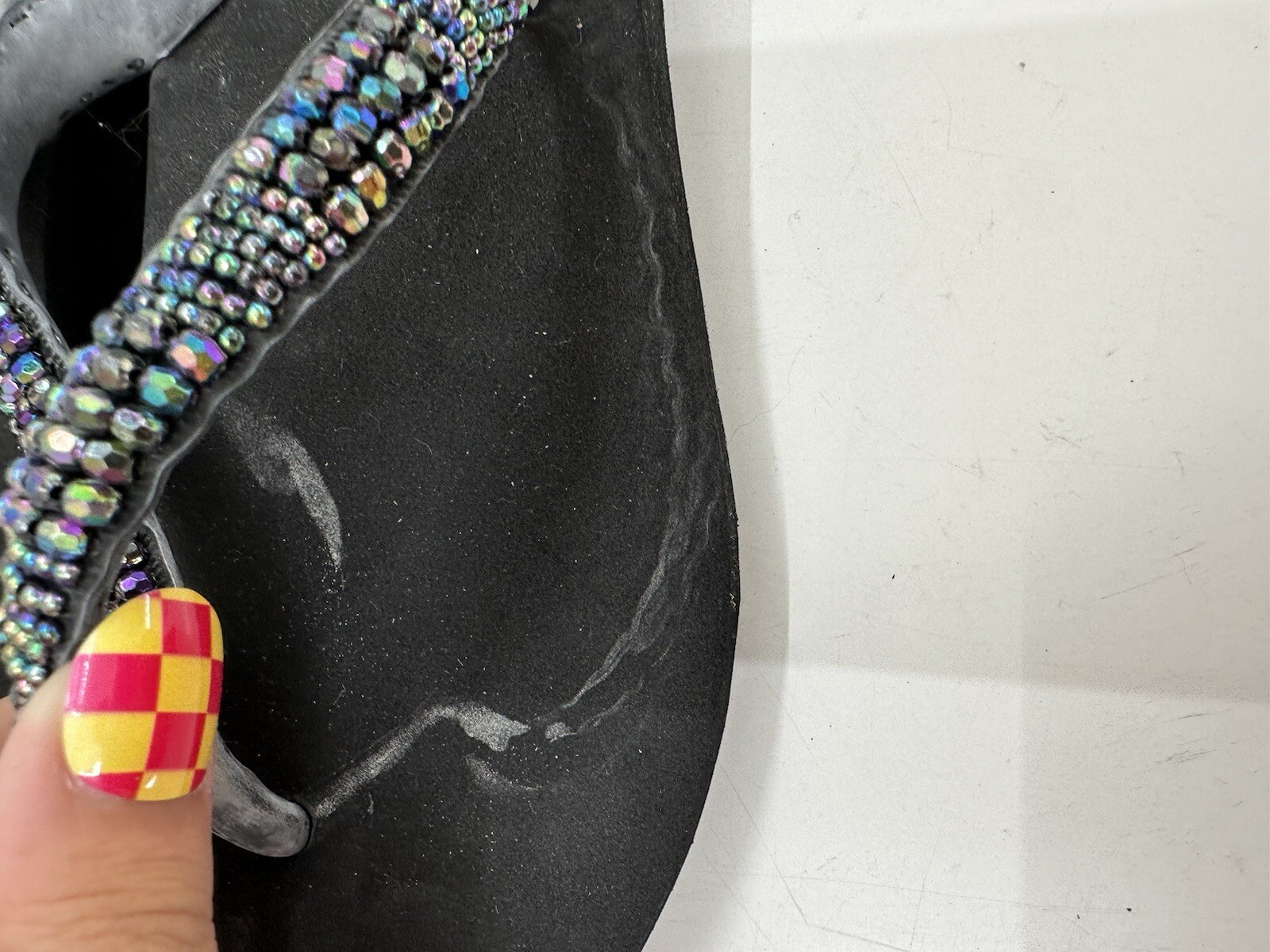 Unbranded Womens Sandals Flip Flops Size Unknown Black Beaded Thong Foam Base