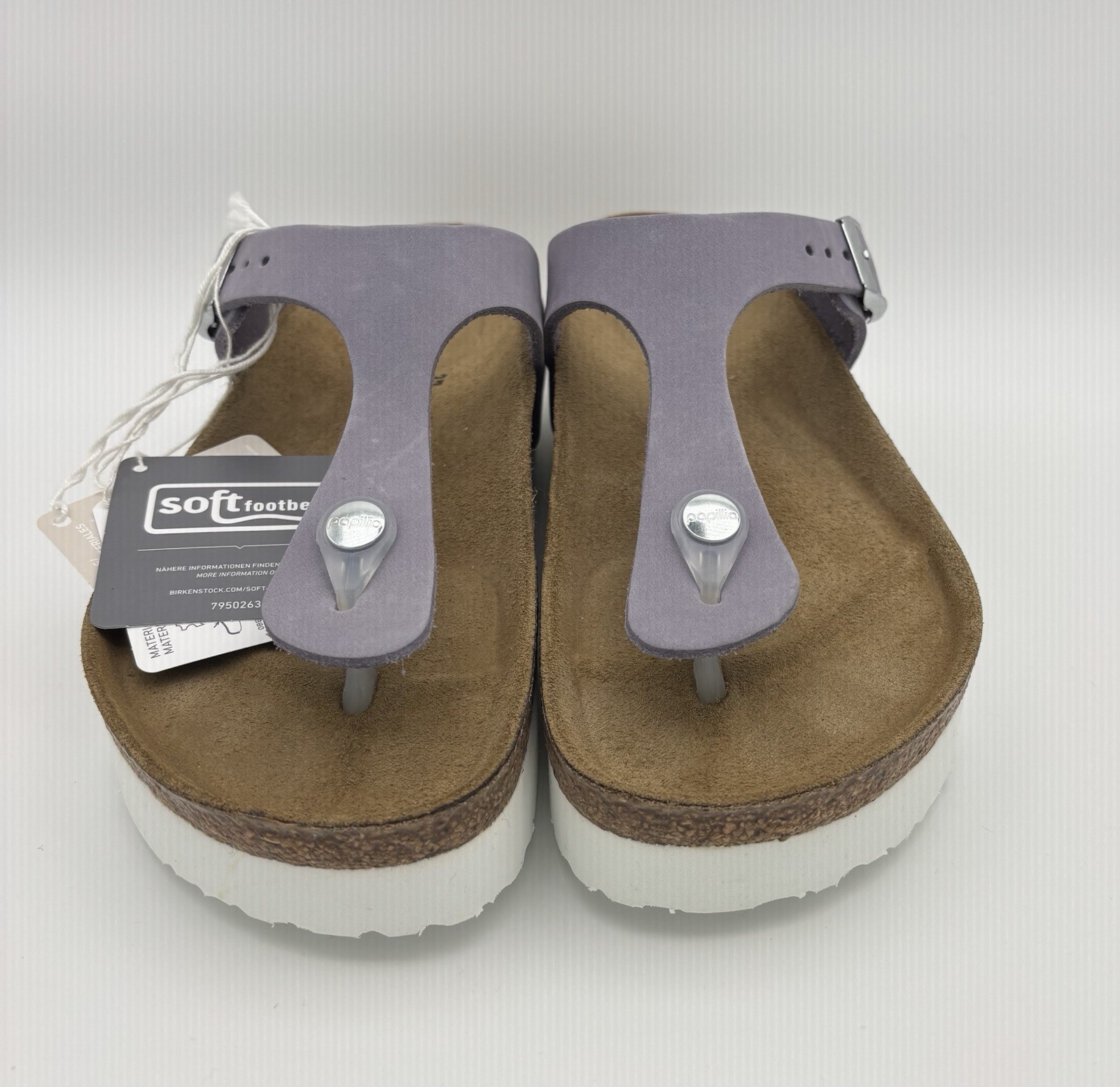 Birkenstock Gizeh Flex Platform Nubuck Leather Purple Fog Womans 37 6 Regular
