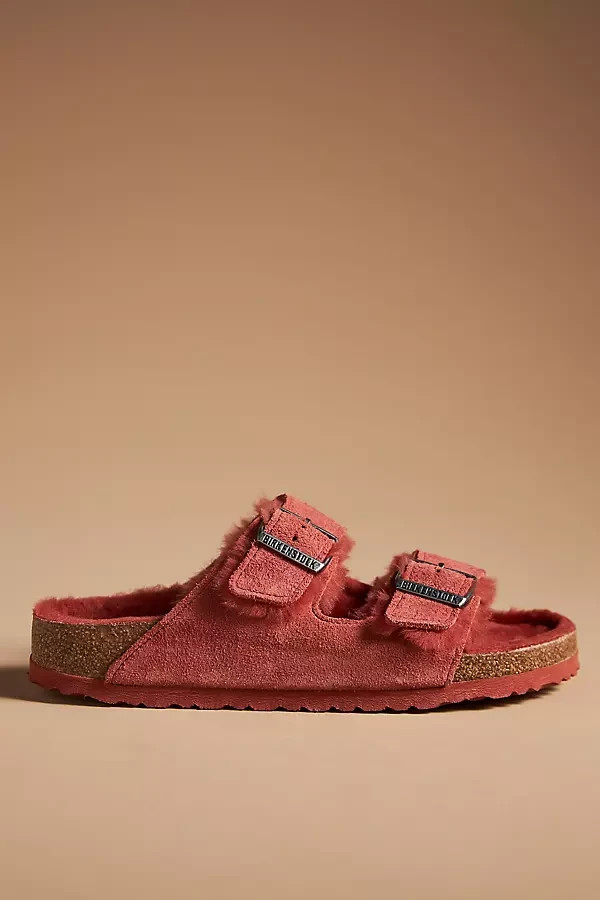 Birkenstock Arizona Suede Sienna Shearling Sandals Anthropologie Size 6.5/37 NEW