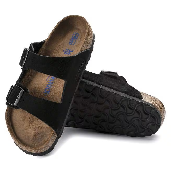 Birkenstock Arizona Soft Footbed Suede Leather Unisex Taupe/Black Sandals 37-45
