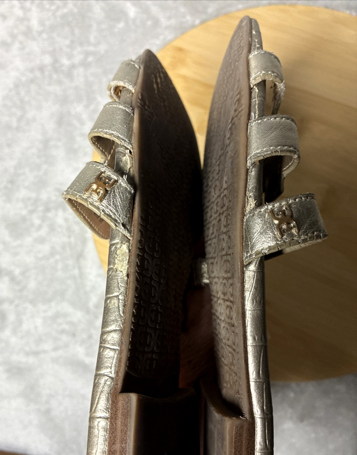 Sam Edelman Bay Slide Sandals Women’s Sz 7 Gold Metallic Leather Slip On