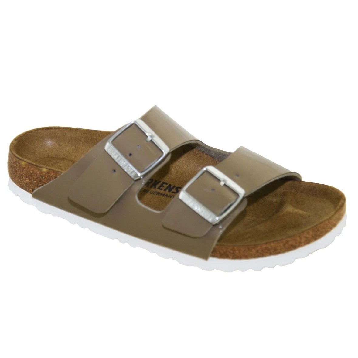 Birkenstock Arizona BS Lack Fossil Patent Taupe Sandals EU 38 US L7 Narrow