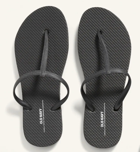 NEW Old Navy Plant-Based T-Strap Flip-Flops Sandals Black Women Size 6 7 8 9 10