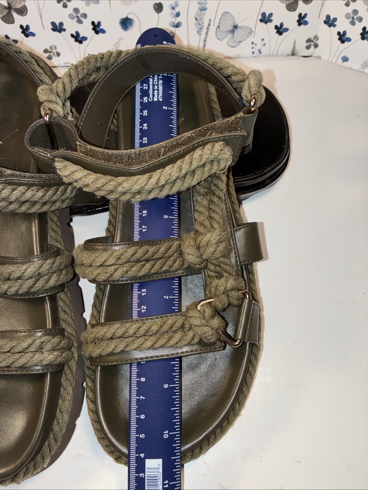 Exe Daphne 780 Flat Rope Sandal Olive Green Women’s Size US10 Measures 10 3/16