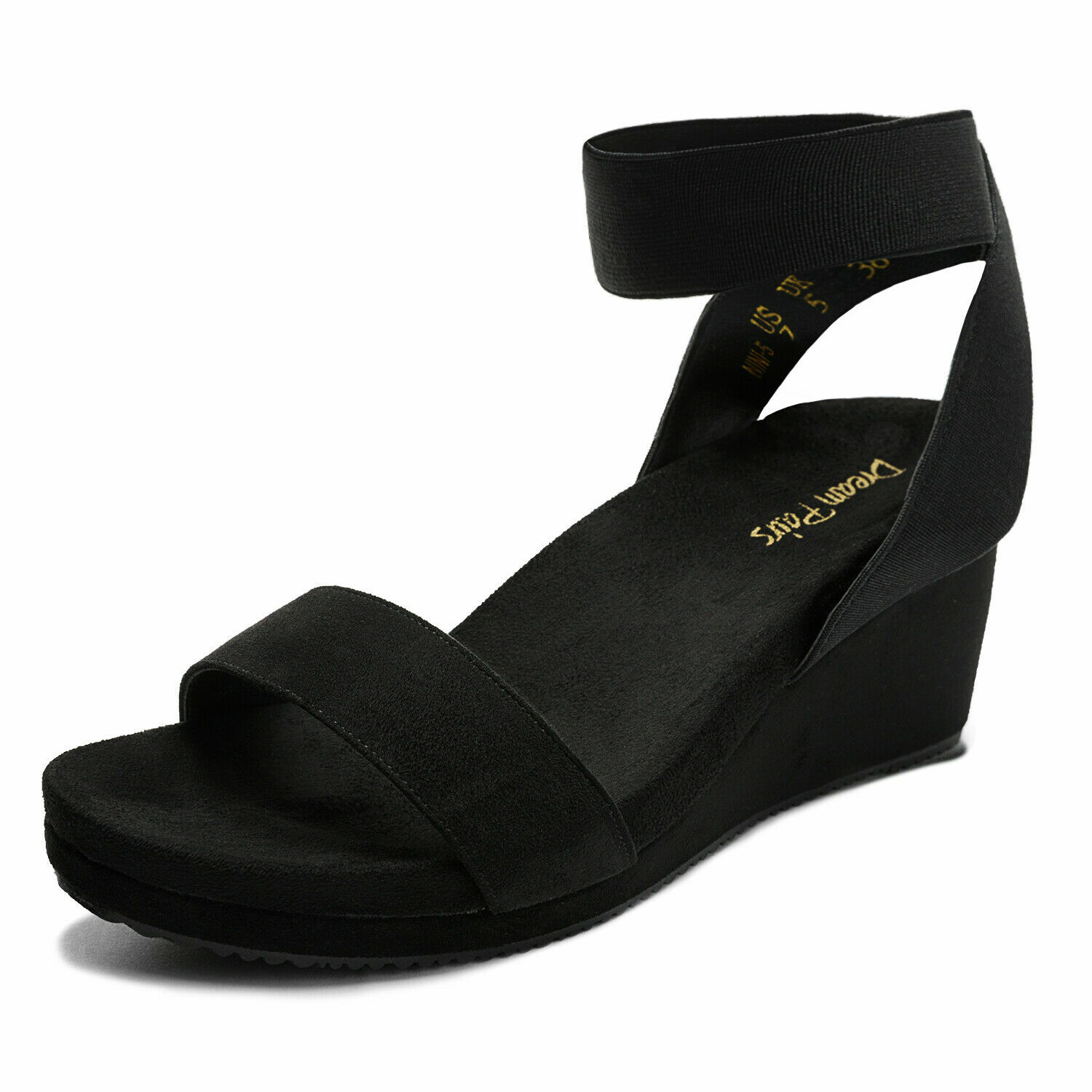 Women Elastic Ankle Strap Open Toe Casual Dress Wedge Sandals Platform Shoes