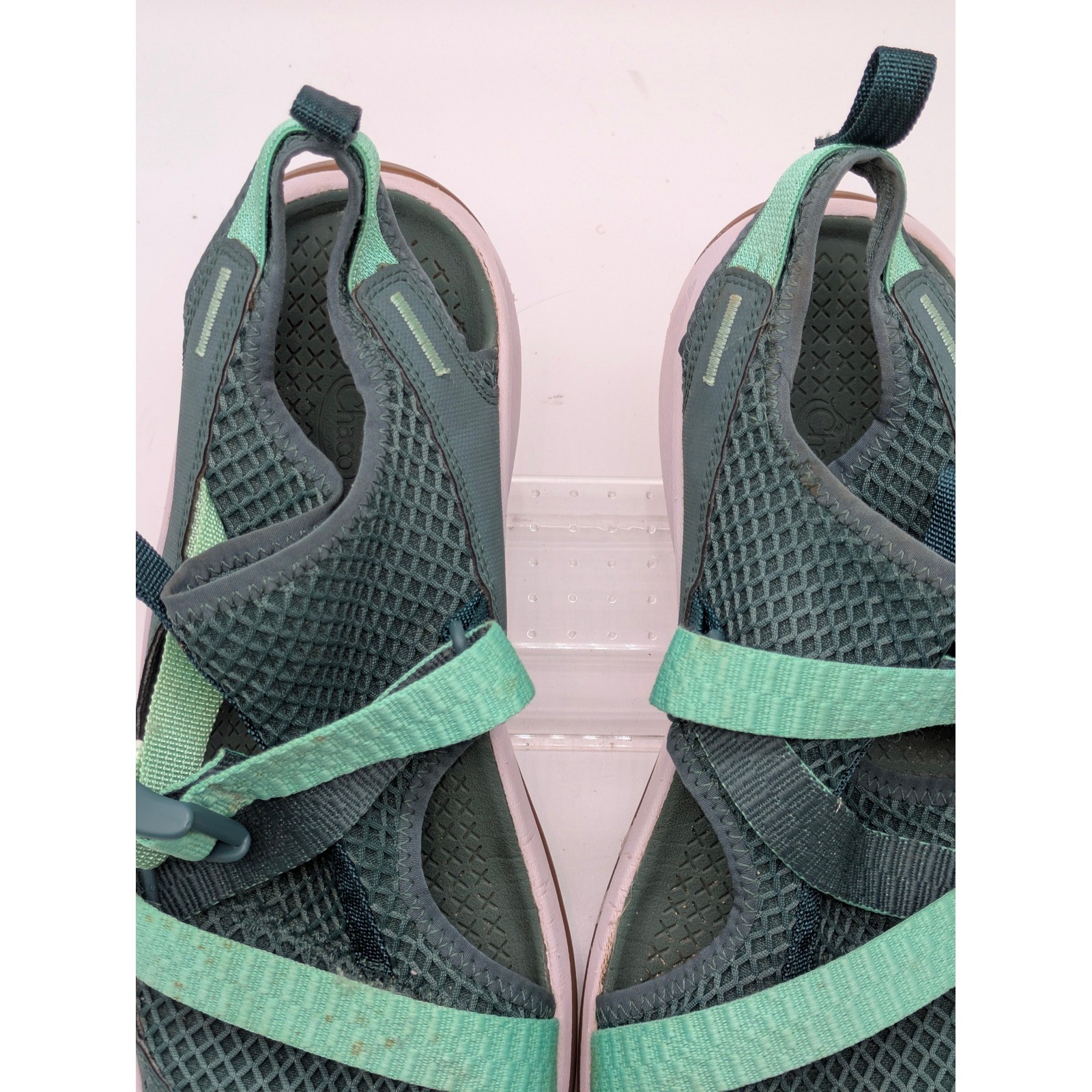 Chaco Hybrid Water Shoes Teal Green Closed Toe Sandals Women’s Approx 11 Mesh