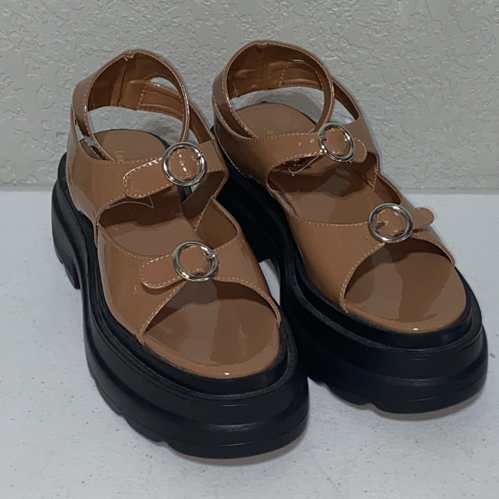 Lemonade Shoes Platform Sandals Uplifting Chunky Nude Brown Women’s Size 9 NEW